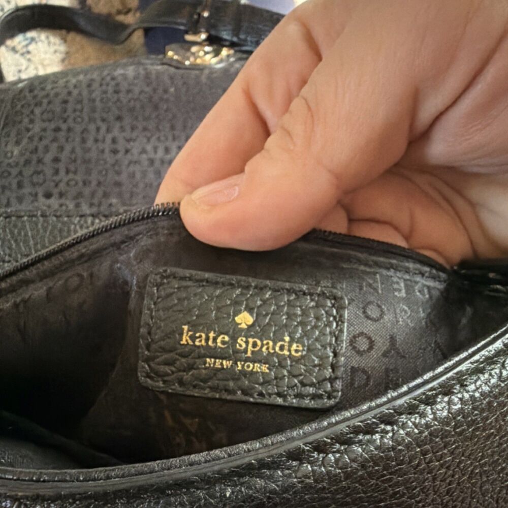 kate spade new york Black Pebbled Crossbody Bag Detachable Strap Gold Hardware - Picture 6 of 9
